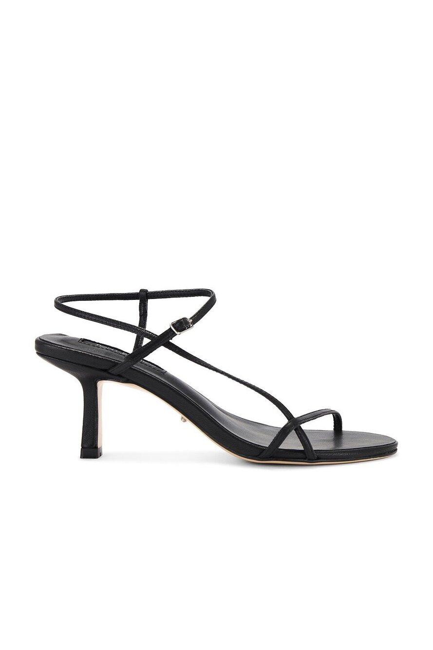 Tony Bianco Caprice Heel in Black leather kitten heel strappy open toe